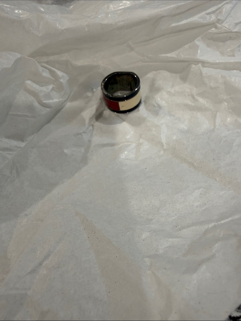 Tommy Hilfiger Red White Navy Enamel Band Ring